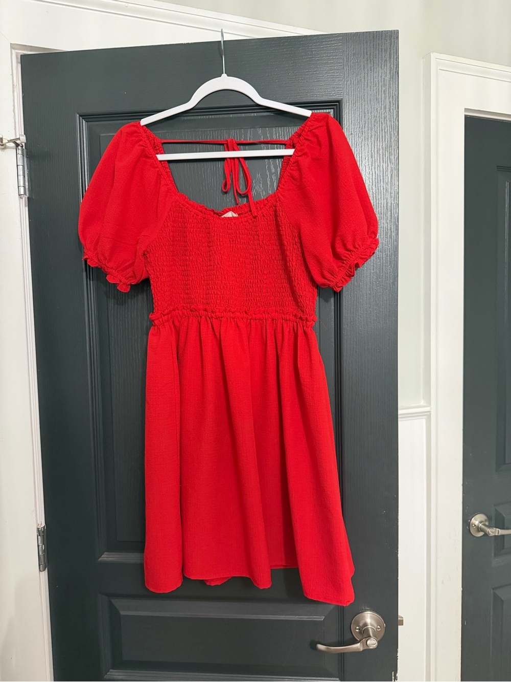 Altar'd State Red Puff-Sleeve Dress